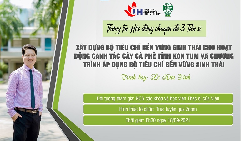 Thông tin Hội đồng chuyên đề 3 Tiến sĩ  của NCS Lê Hữu Vinh