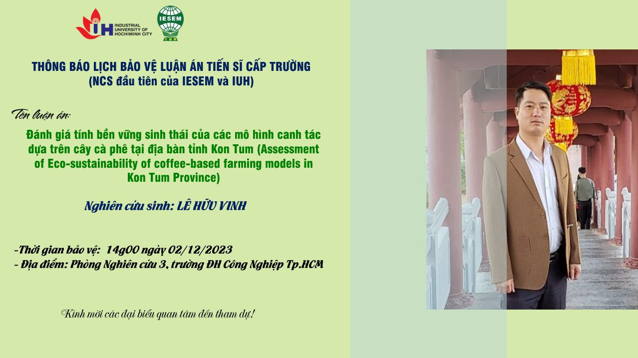 Thông báo lịch bảo vệ luận án Tiến sĩ cấp trường