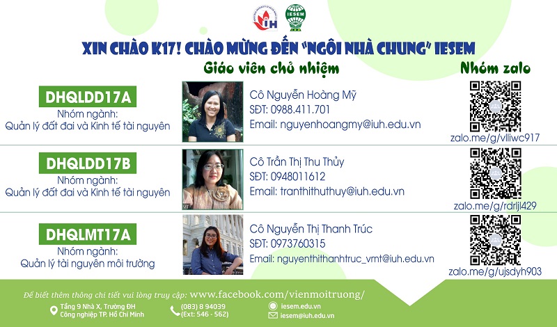Thông báo liên hệ Giáo viên chủ nhiệm Khóa 17